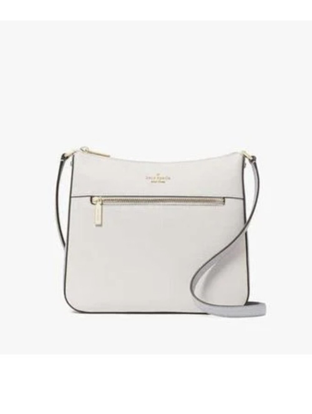 Kate Spade ♤ Sadie North South Cream/White Leather Crossbody with Gold Hardware